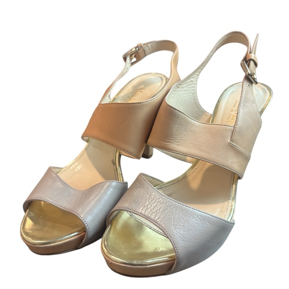 Max Mara Leather Sling Back Heels Size 39 Made In Italy - Picture 2 of 11